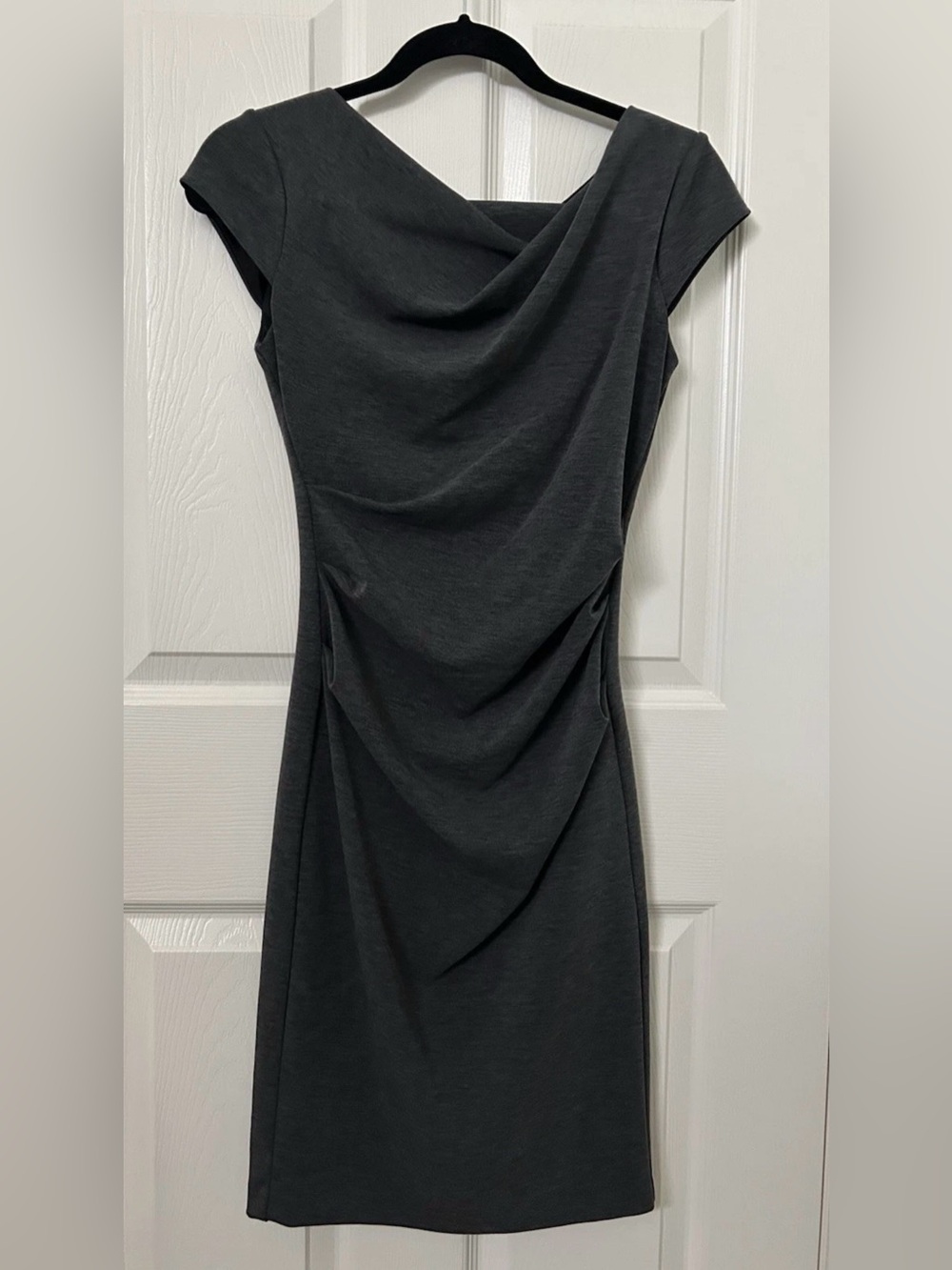 White House Black Market Charcoal Draped Midi Dress